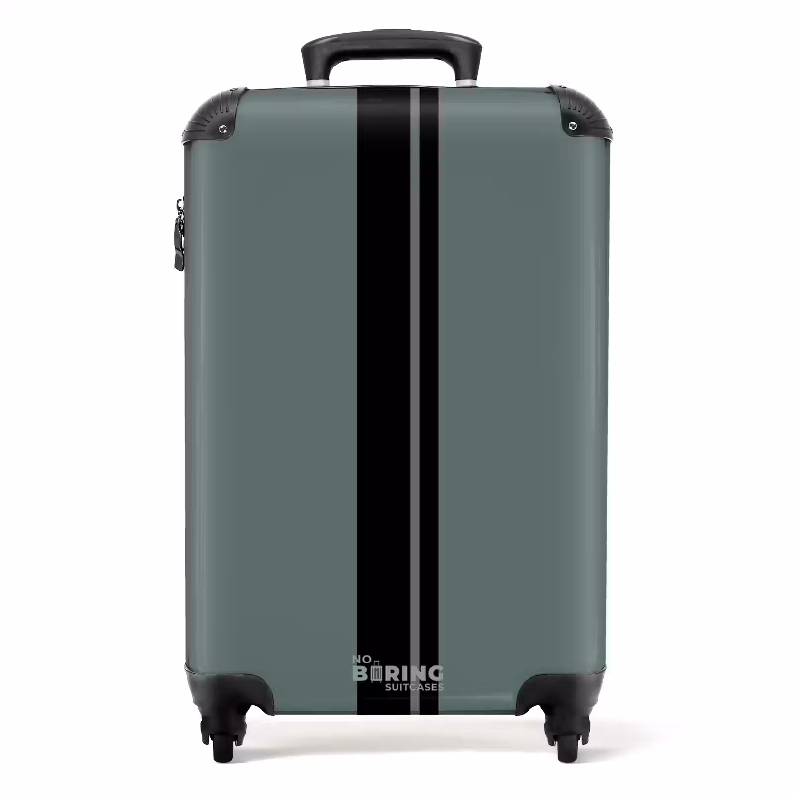 Suitcase with name - Green background with double vertical stripes — 1