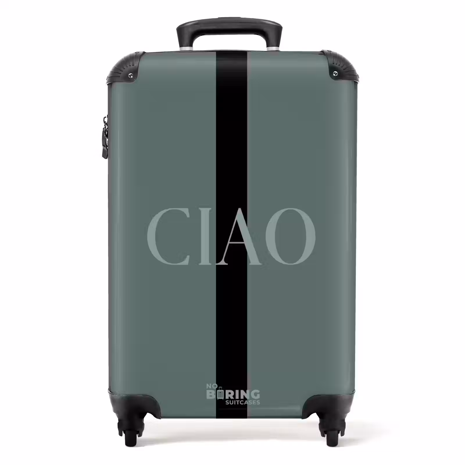 Suitcase with name - Green background with text CIAO — 1