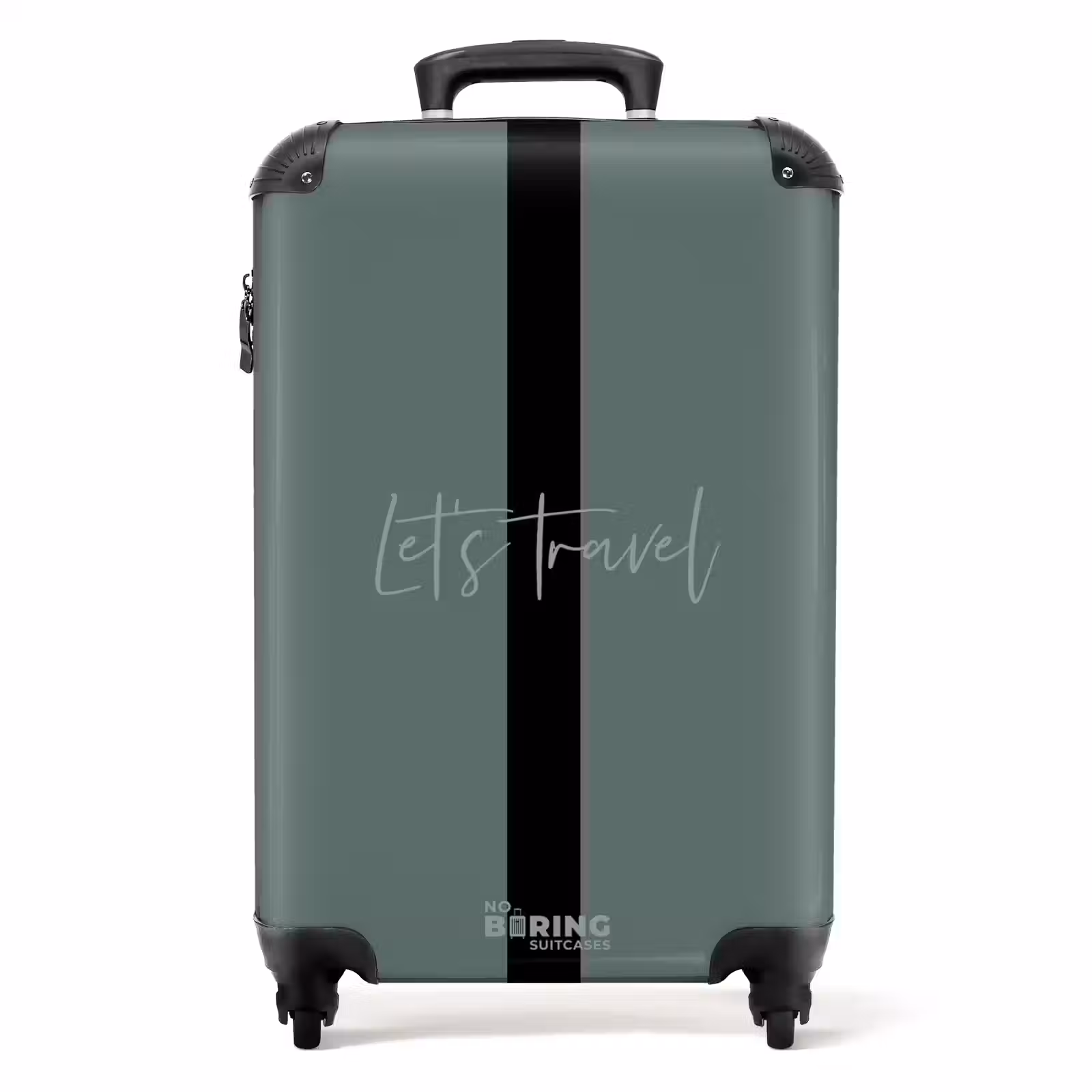 Suitcase with name - Green background with text Let's Travel — 1