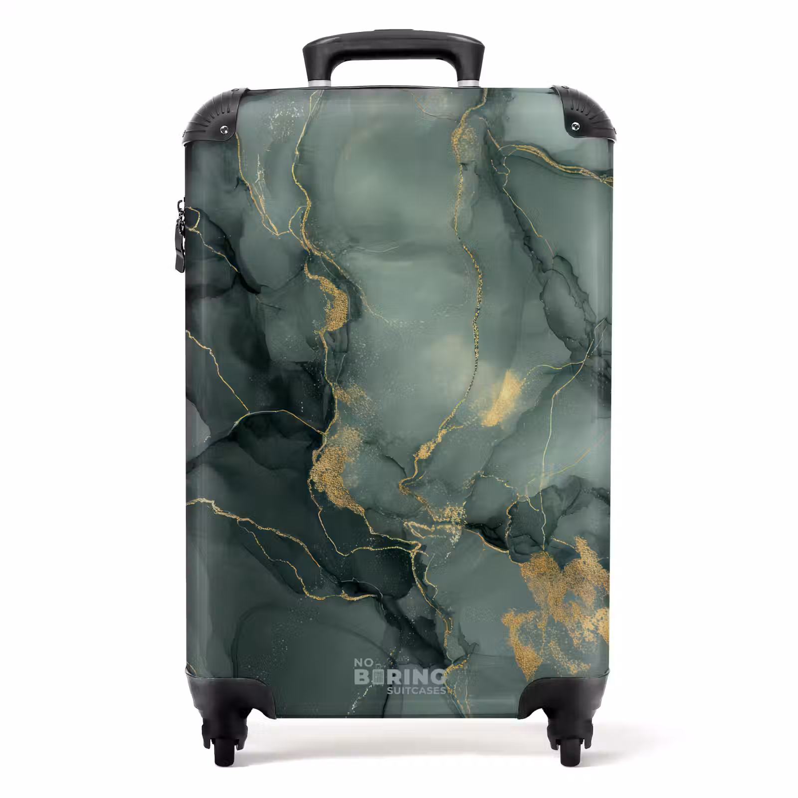 Suitcase with name - Green marble texture — 1