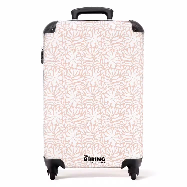 Suitcase - Flowers and leaves on beige background — 1