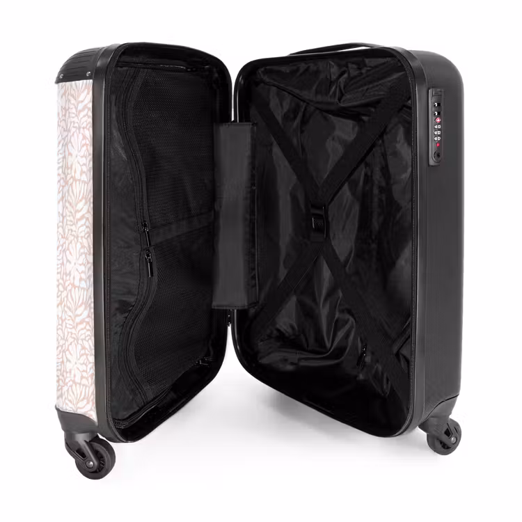 Suitcase - Flowers and leaves on beige background — 4
