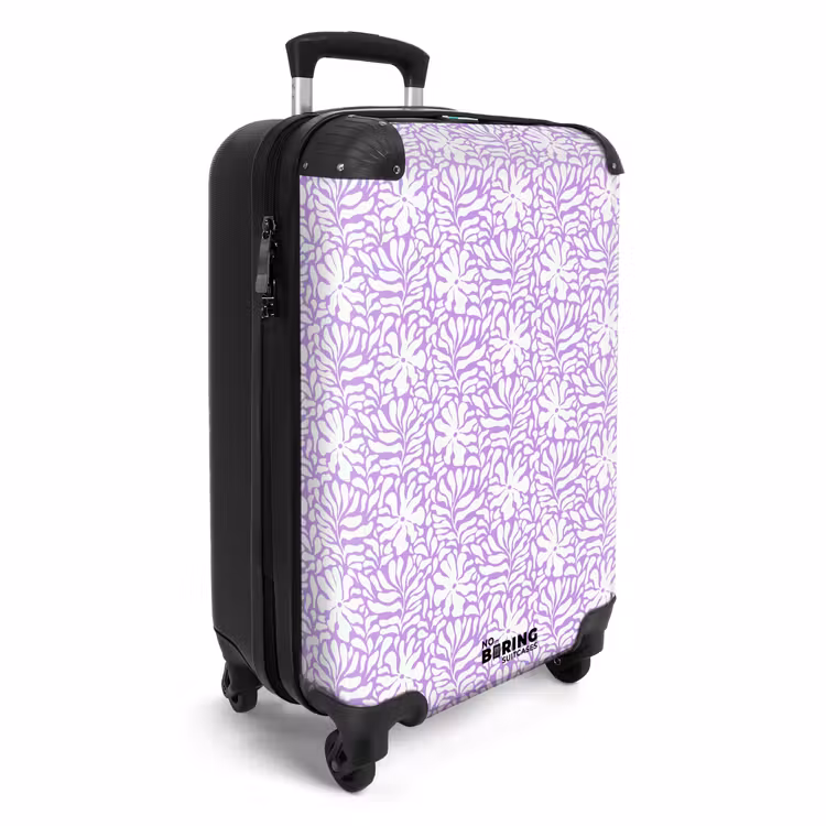 Suitcase - Flowers and leaves on purple background — 2