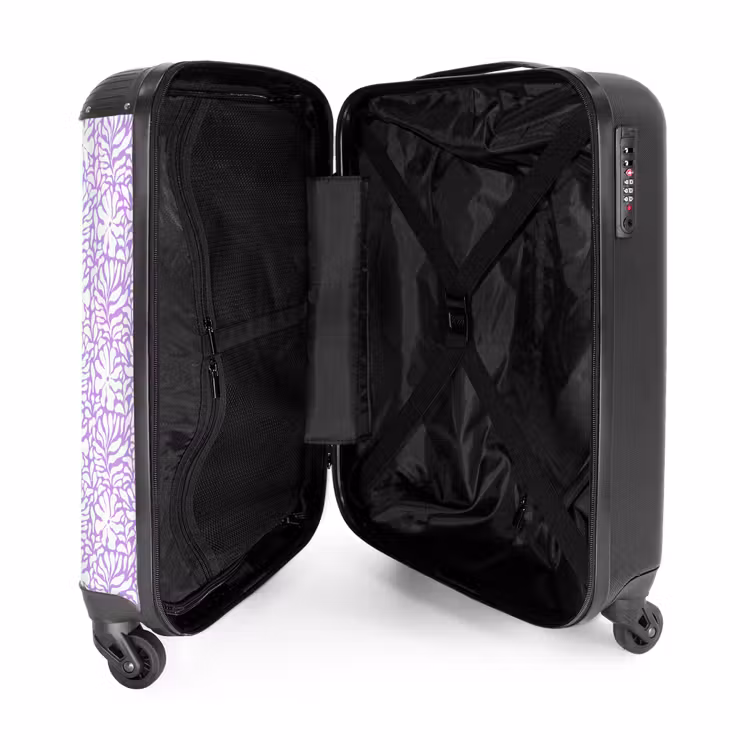 Suitcase - Flowers and leaves on purple background — 4