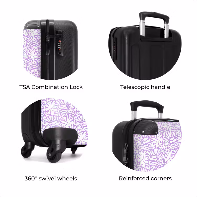 Suitcase - Flowers and leaves on purple background — 7