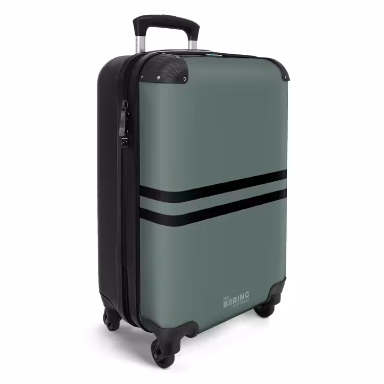Suitcase with name - Green background with double black horizontal stripes — 2