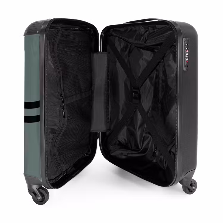 Suitcase with name - Green background with double black horizontal stripes — 5