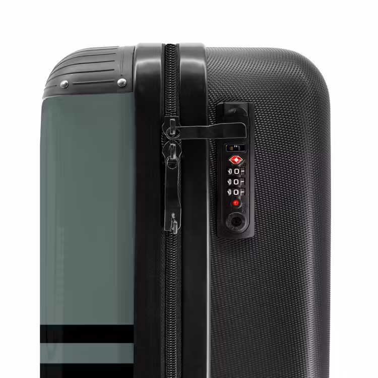 Suitcase with name - Green background with double black horizontal stripes — 6