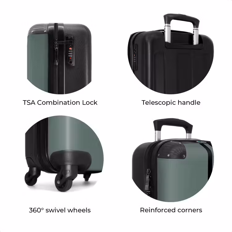 Suitcase with name - Green background with double vertical black stripes — 8
