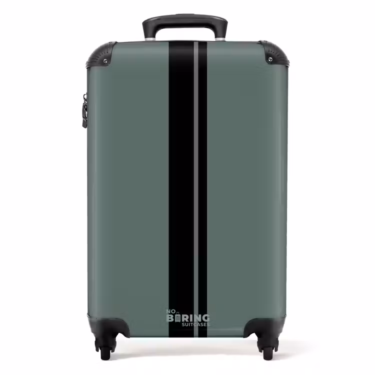 Suitcase with name - Green background with double vertical stripes — 1