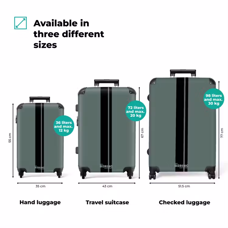 Suitcase with name - Green background with double vertical stripes — 3