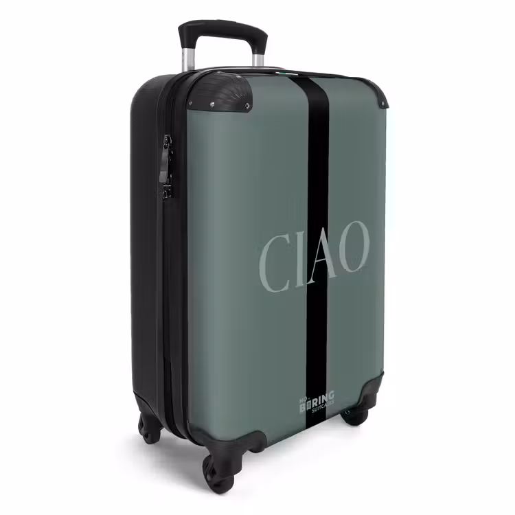 Suitcase with name - Green background with text CIAO — 2