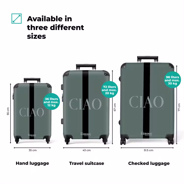 Suitcase with name - Green background with text CIAO — 3