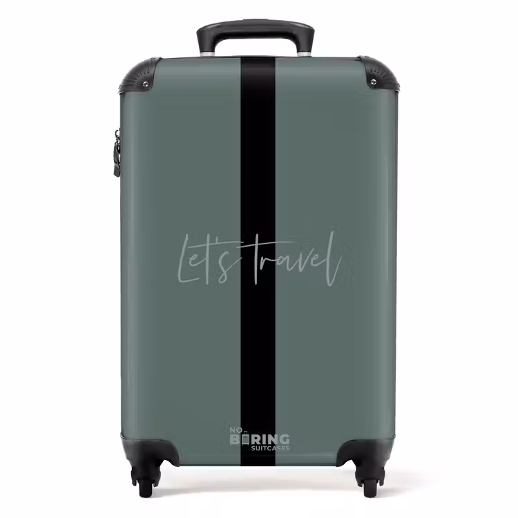 Suitcase with name - Green background with text Let's Travel — 1