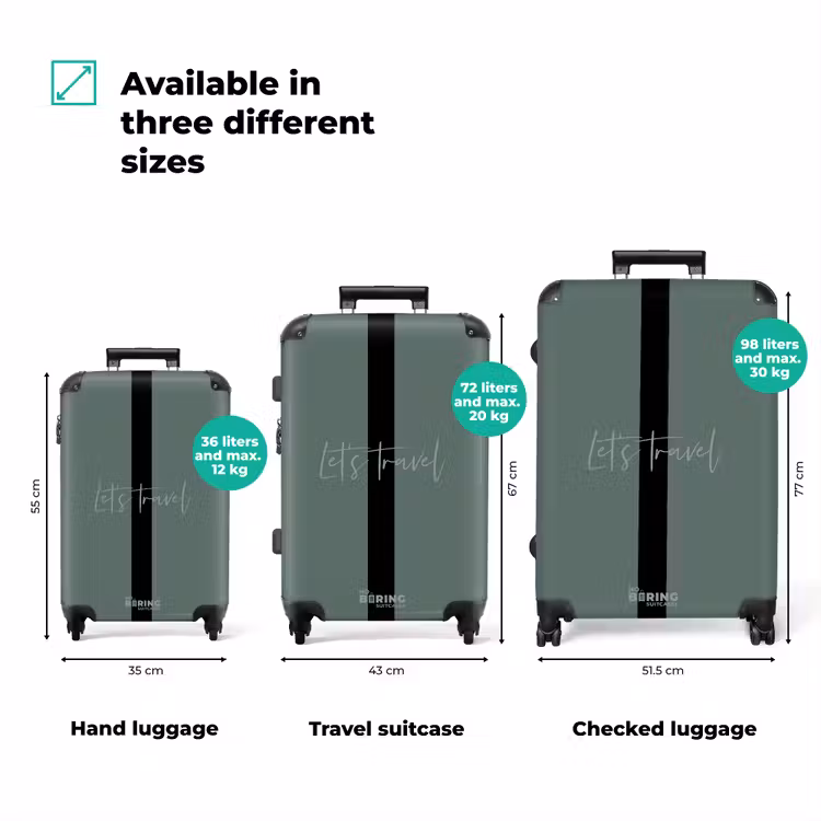 Suitcase with name - Green background with text Let's Travel — 3