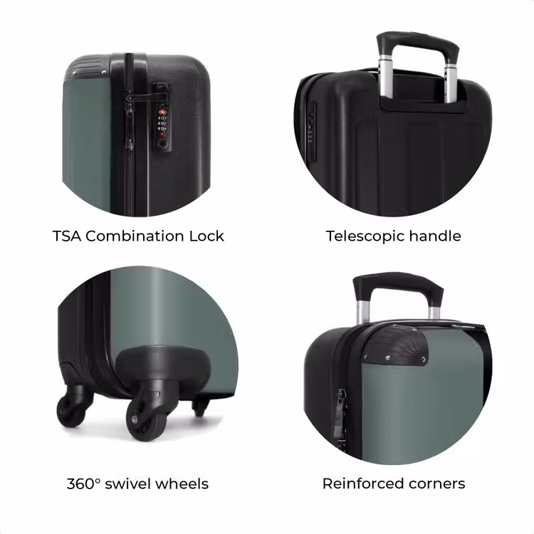 Suitcase with name - Green background with text The world is yours to explore — 8