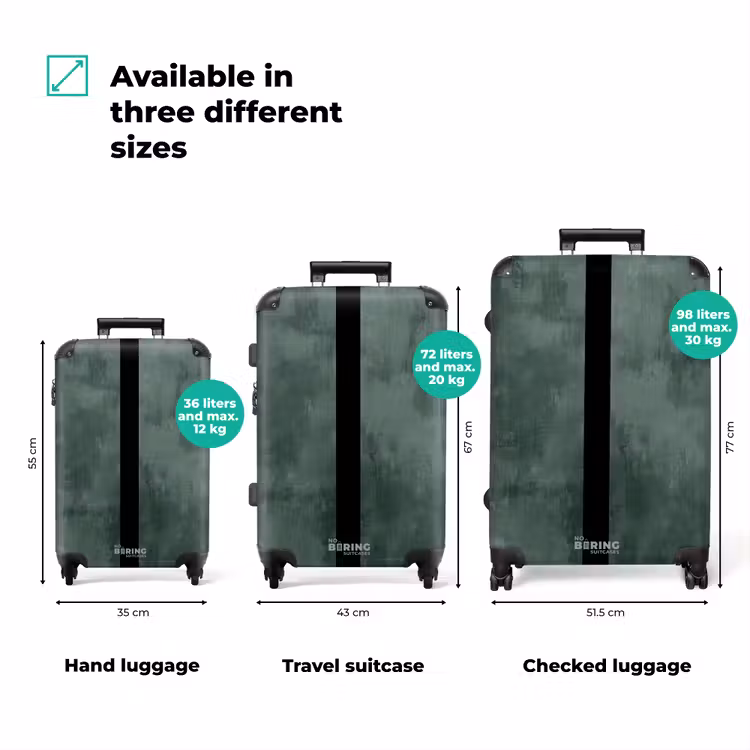 Suitcase with name - Green concrete look with black stripe — 3