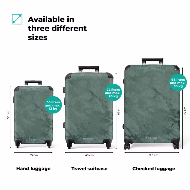 Suitcase with name - Green marble look — 3