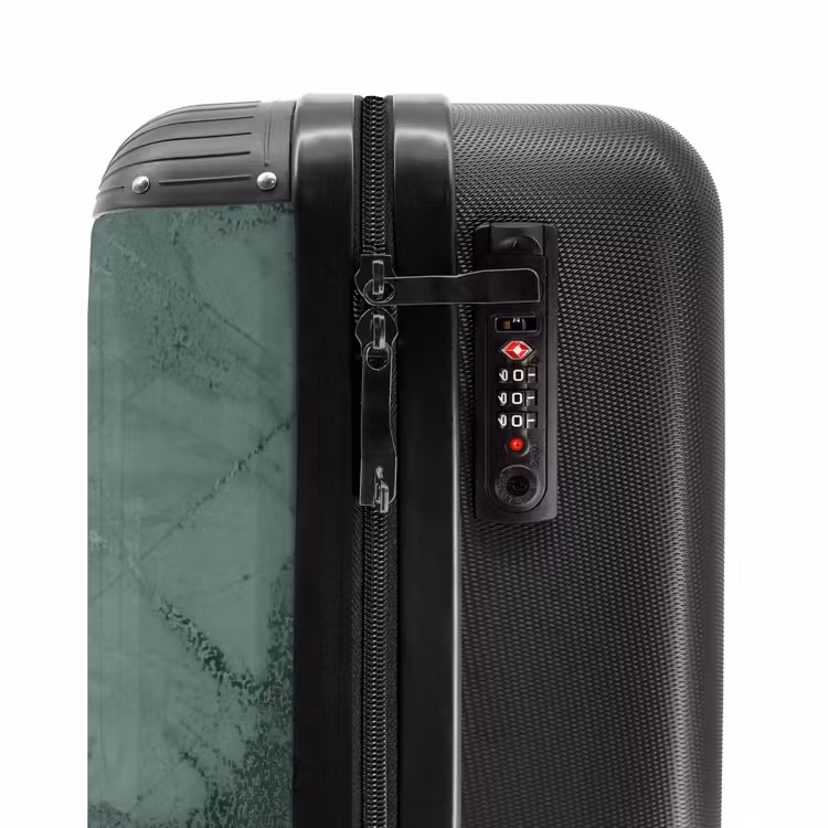 Suitcase with name - Green marble look with black vertical stripe — 6