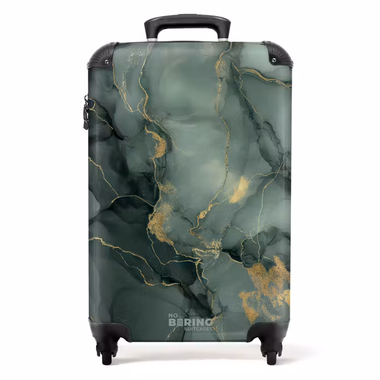 Suitcase with name - Green marble texture — 1