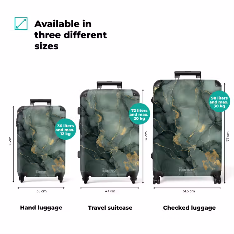 Suitcase with name - Green marble texture — 3