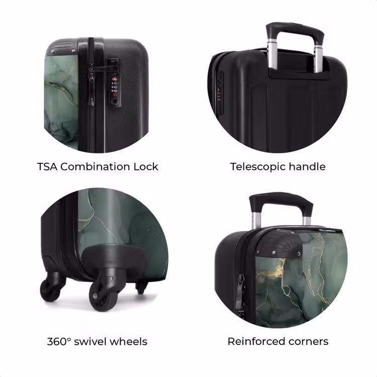 Suitcase with name - Green marble texture — 8