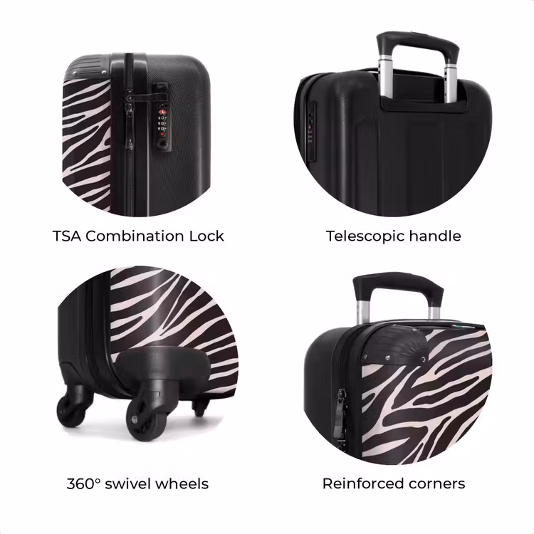 Suitcase - Zebra stripe pattern on soft pink — 7