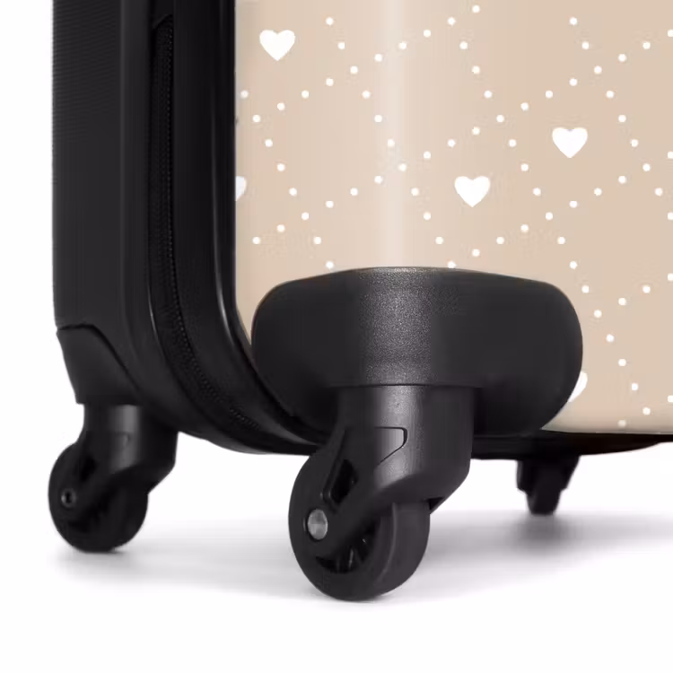 Suitcase - Beige background with white hearts — 7