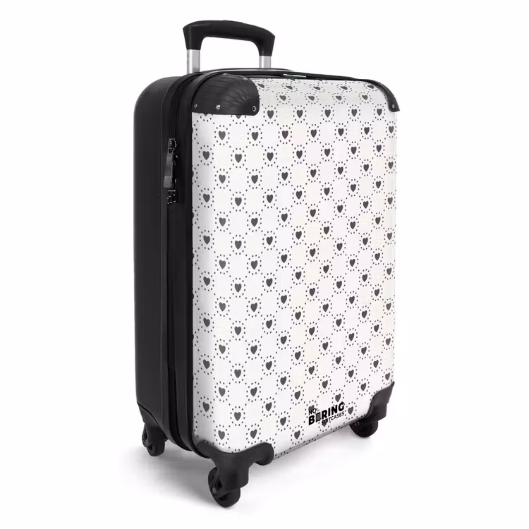 Suitcase - Cream background with brown hearts — 2
