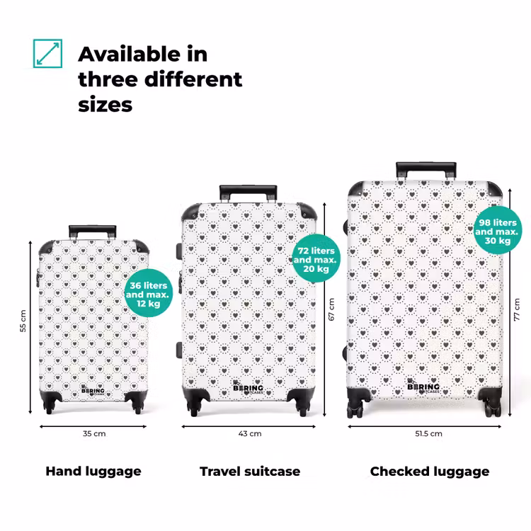 Suitcase - Cream background with brown hearts — 3