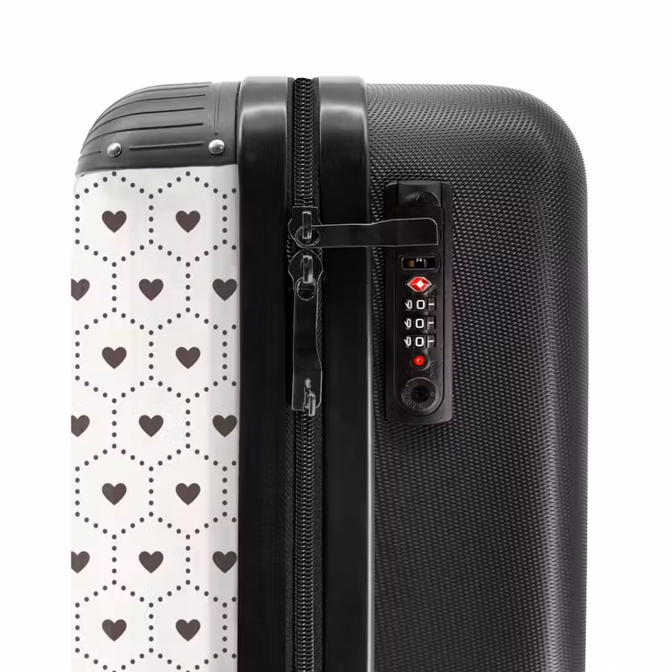 Suitcase - Cream background with brown hearts — 6
