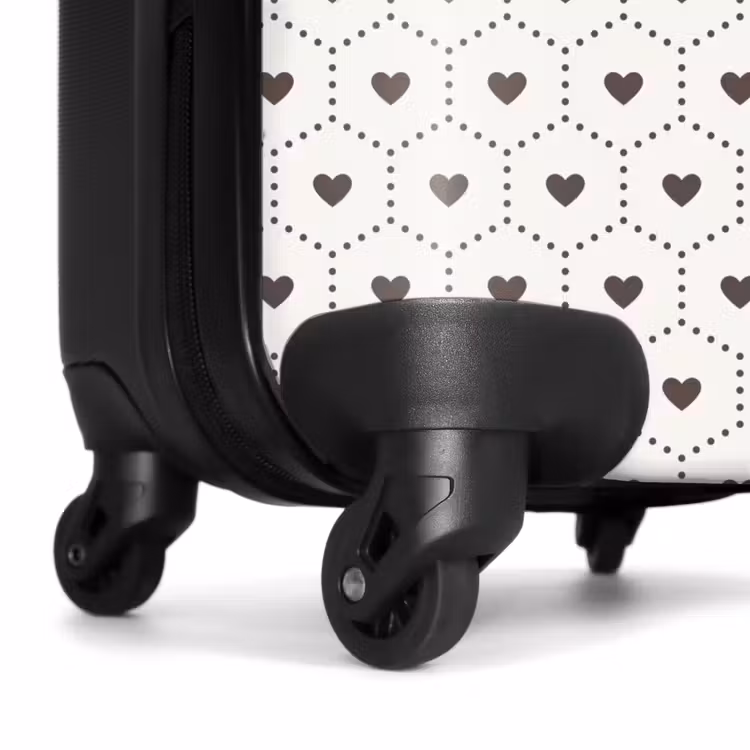 Suitcase - Cream background with brown hearts — 7