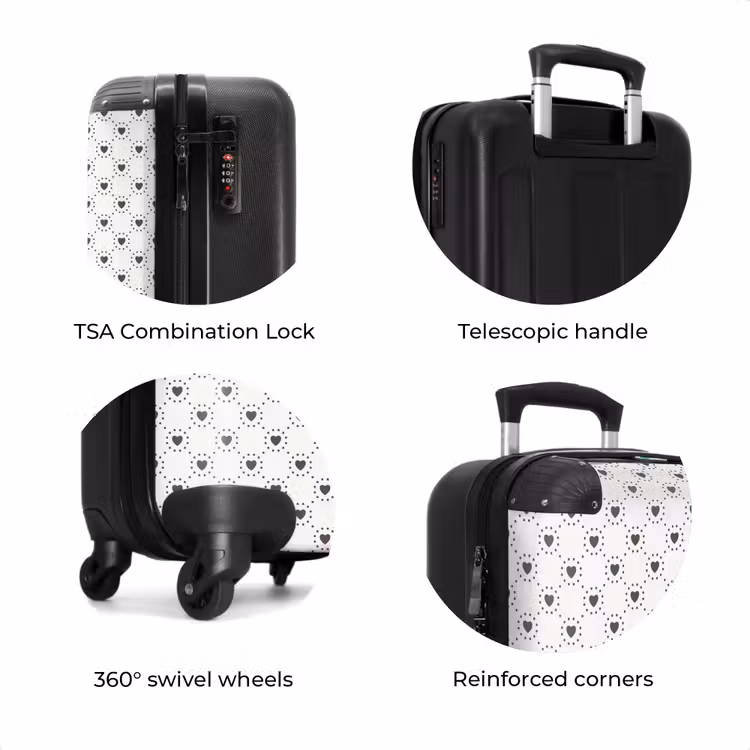 Suitcase - Cream background with brown hearts — 8