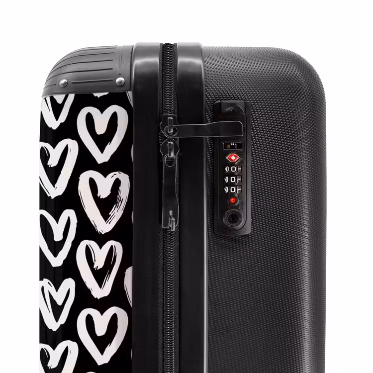 Suitcase - Cream hearts on black — 5