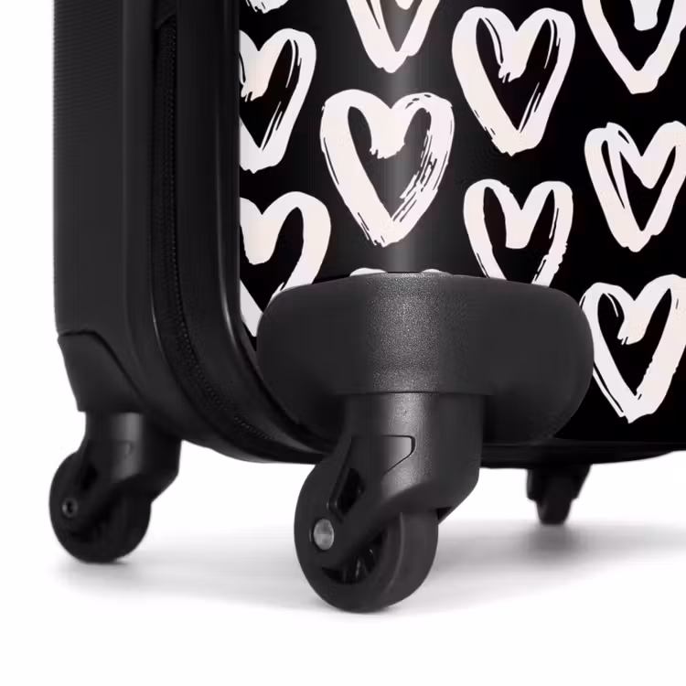 Suitcase - Cream hearts on black — 6
