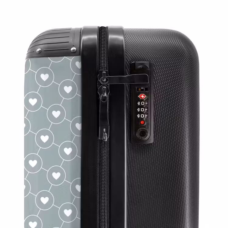 Suitcase - Gray-green background with white hearts — 6