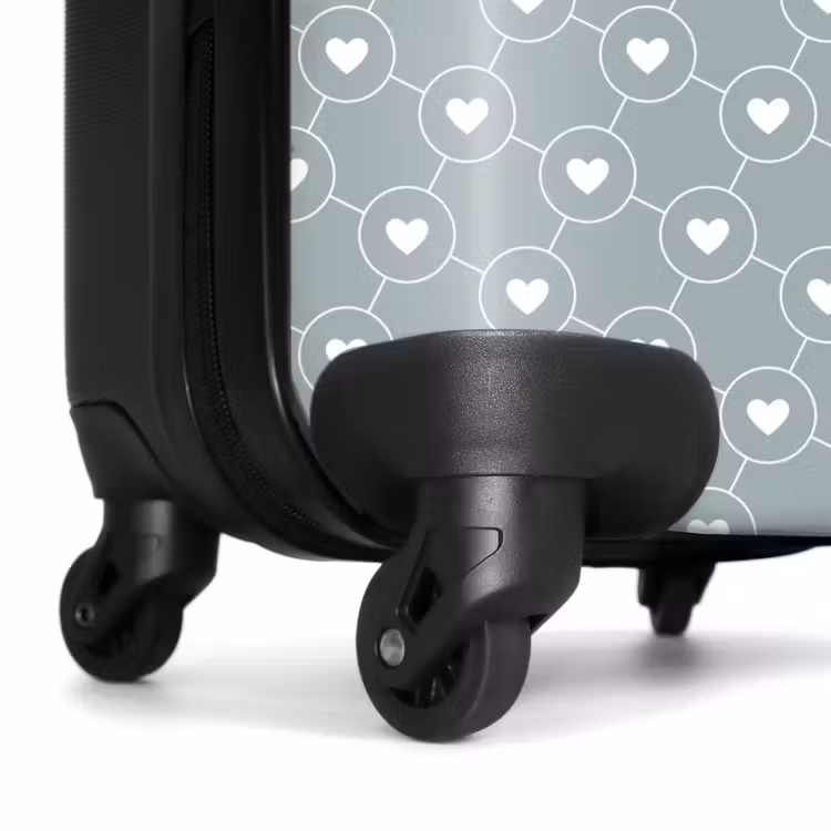 Suitcase - Gray-green background with white hearts — 7