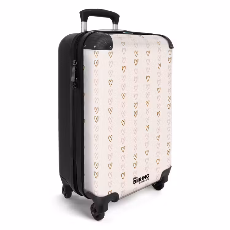 Suitcase - Line hearts on beige — 2