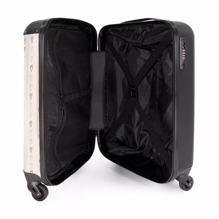 Suitcase - Line hearts on beige — 4