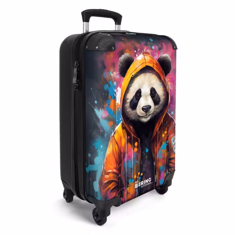 Suitcase - Panda with Orange Jacket and Paint Splatters — 2
