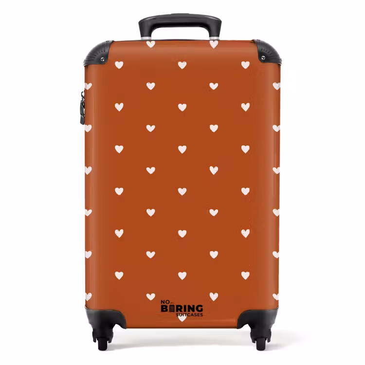 Suitcase - White hearts on terracotta — 1