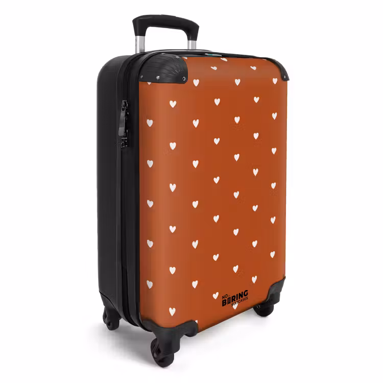 Suitcase - White hearts on terracotta — 2