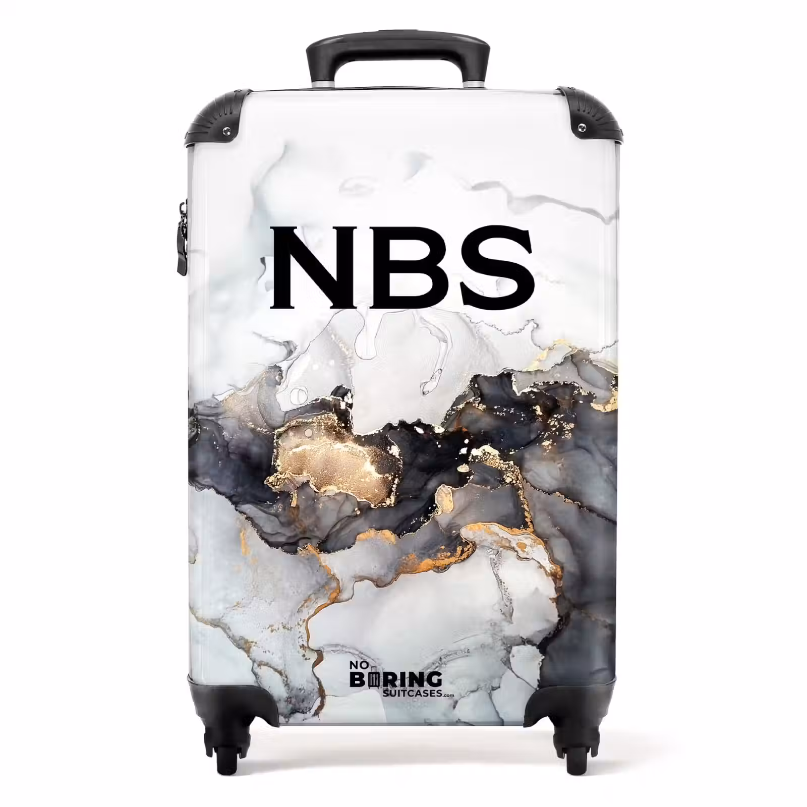 Suitcase - Black marble with white and gold — 1