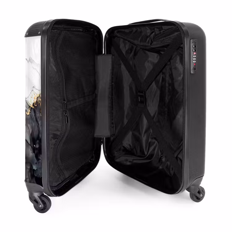 Suitcase - Black marble with white and gold — 2
