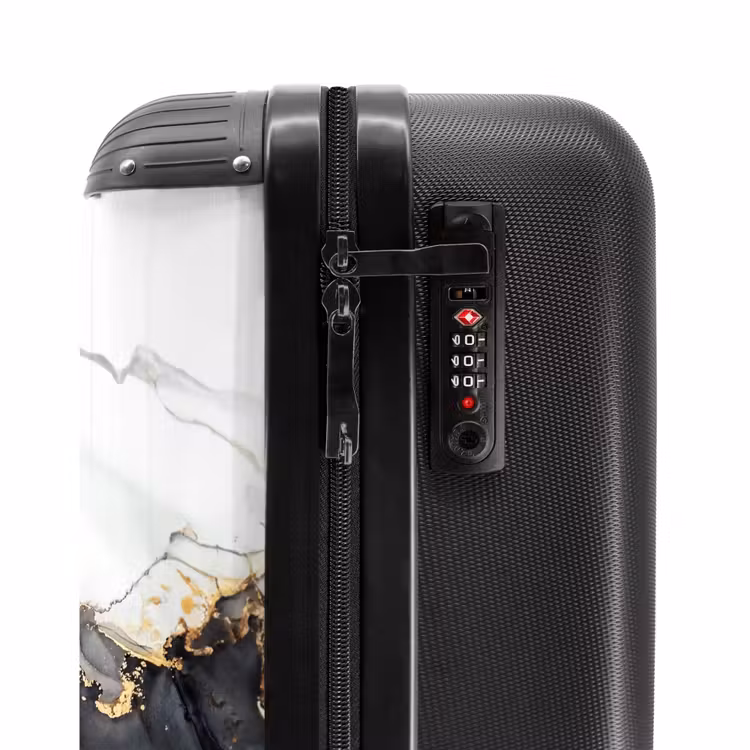 Suitcase - Black marble with white and gold — 3