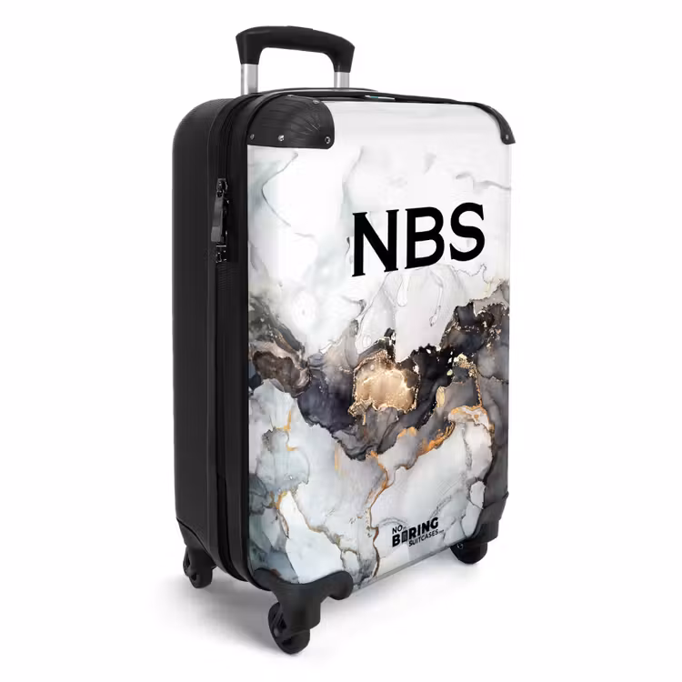 Suitcase - Black marble with white and gold — 4