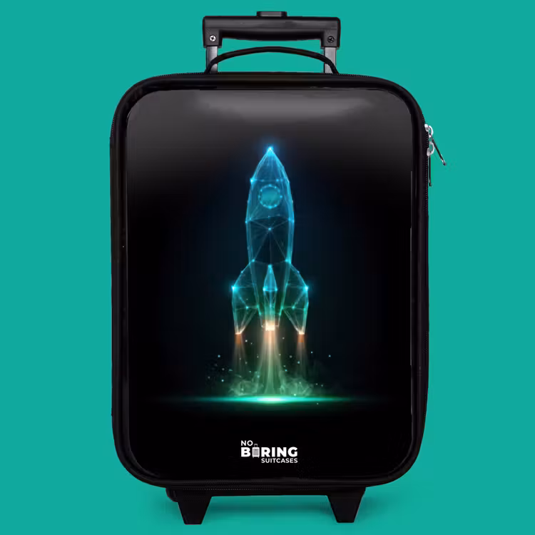 Children's suitcase - Launching rocket in neon style — 4