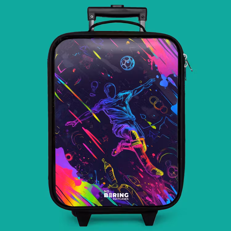 Children's suitcase - Neon action packed soccer player — 4