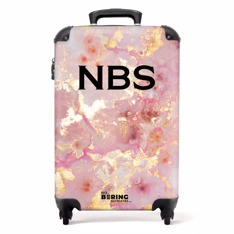 Suitcase - Pink marble with golden lines — 1
