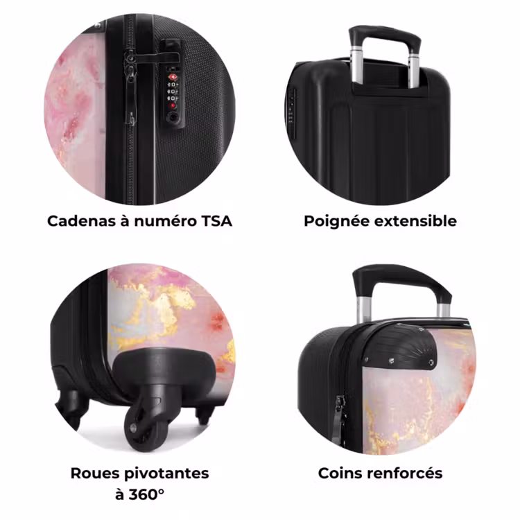 Suitcase - Pink marble with golden lines — 7